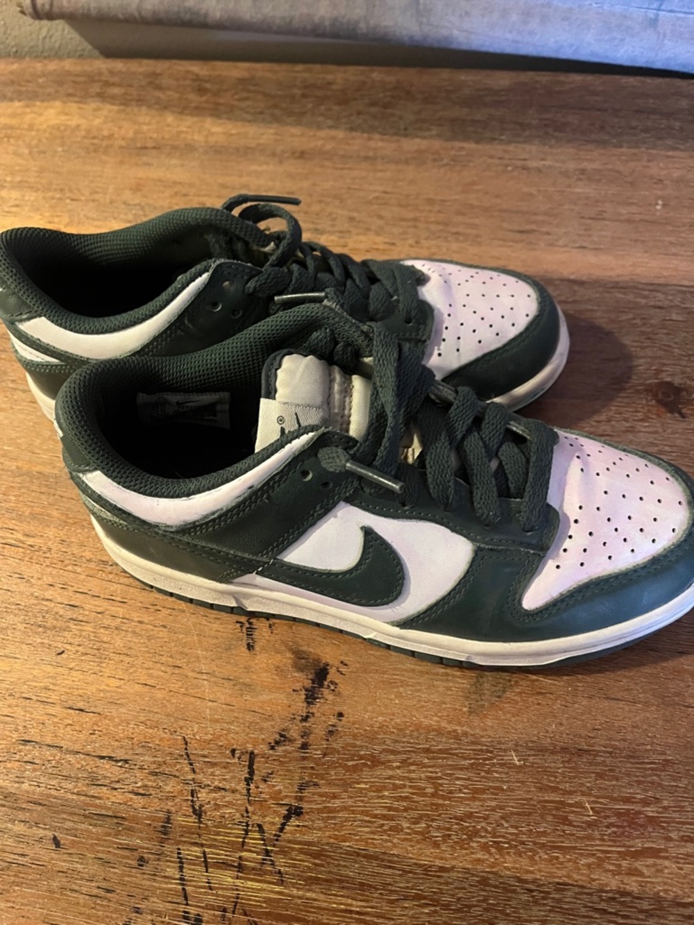 Nike Kids Dark Green and White Low-Top Sneakers